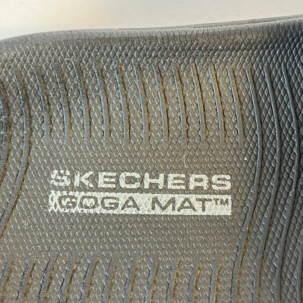 Skechers GoWalk Goga Mat Black Shimmer Knit Slide Sandals 141449W Womens 10 Wide
